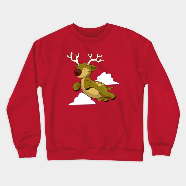 Flying Reindeer Crewneck Sweatshirt by Lilustrations